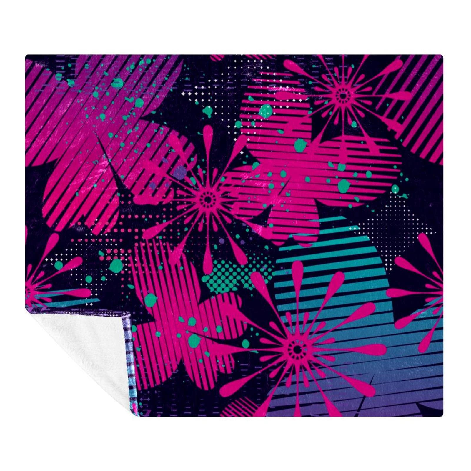 Couverture polaire microfibres 150x200 cm plaid imprimé papillon abstrait pour lit et canapé