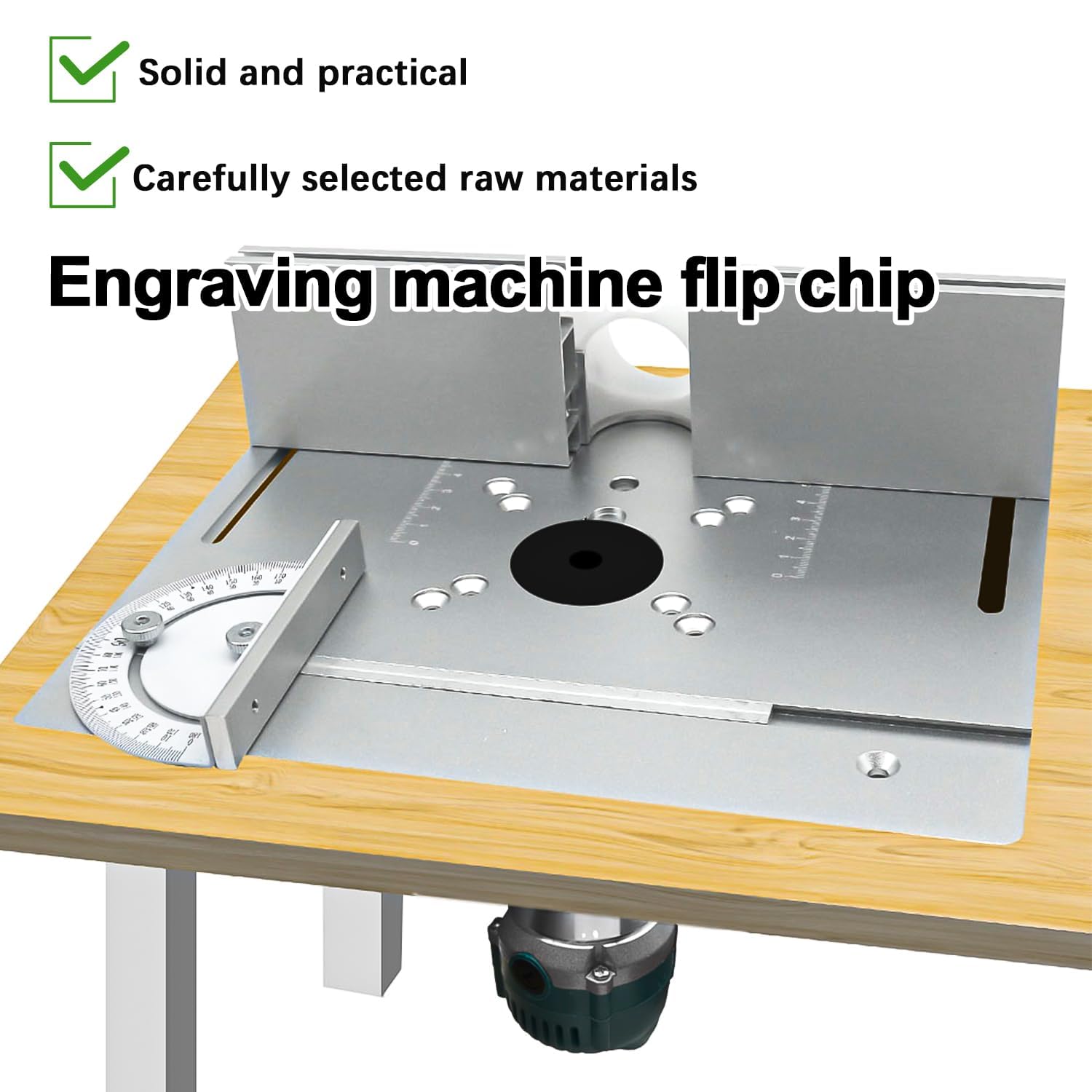 Juego de Placas de Inserción de Mesa Fresadora para Madera de Aluminio, Placas de Inserción de Sierra de Mesa Con Respaldo de Regla Angular, Mesa para Fresadora para Fresar y Ranurar