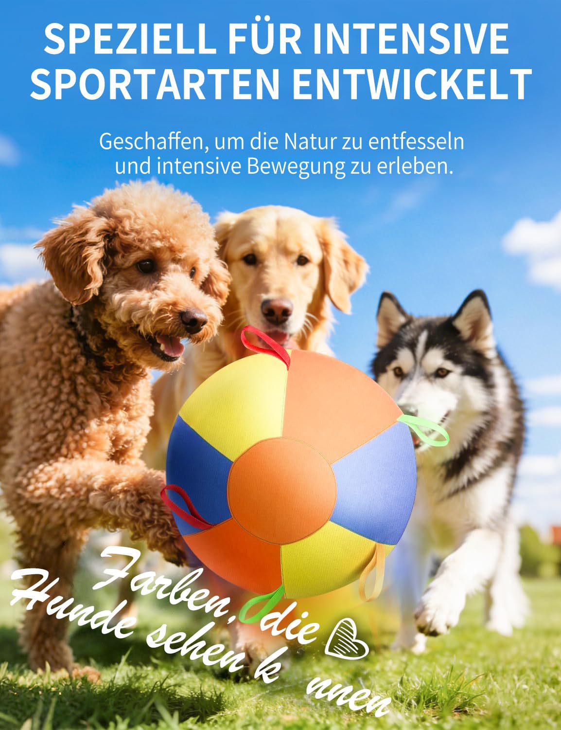 Herding Ball für Hunde, interaktiver Hundespielzeugball, langlebiger Jolly Ball für Hunde, Training, Kauspielzeug, Haustierbedarf, bissfestes Design, für Pferde und Schafe, Hundeball (55cm-A)