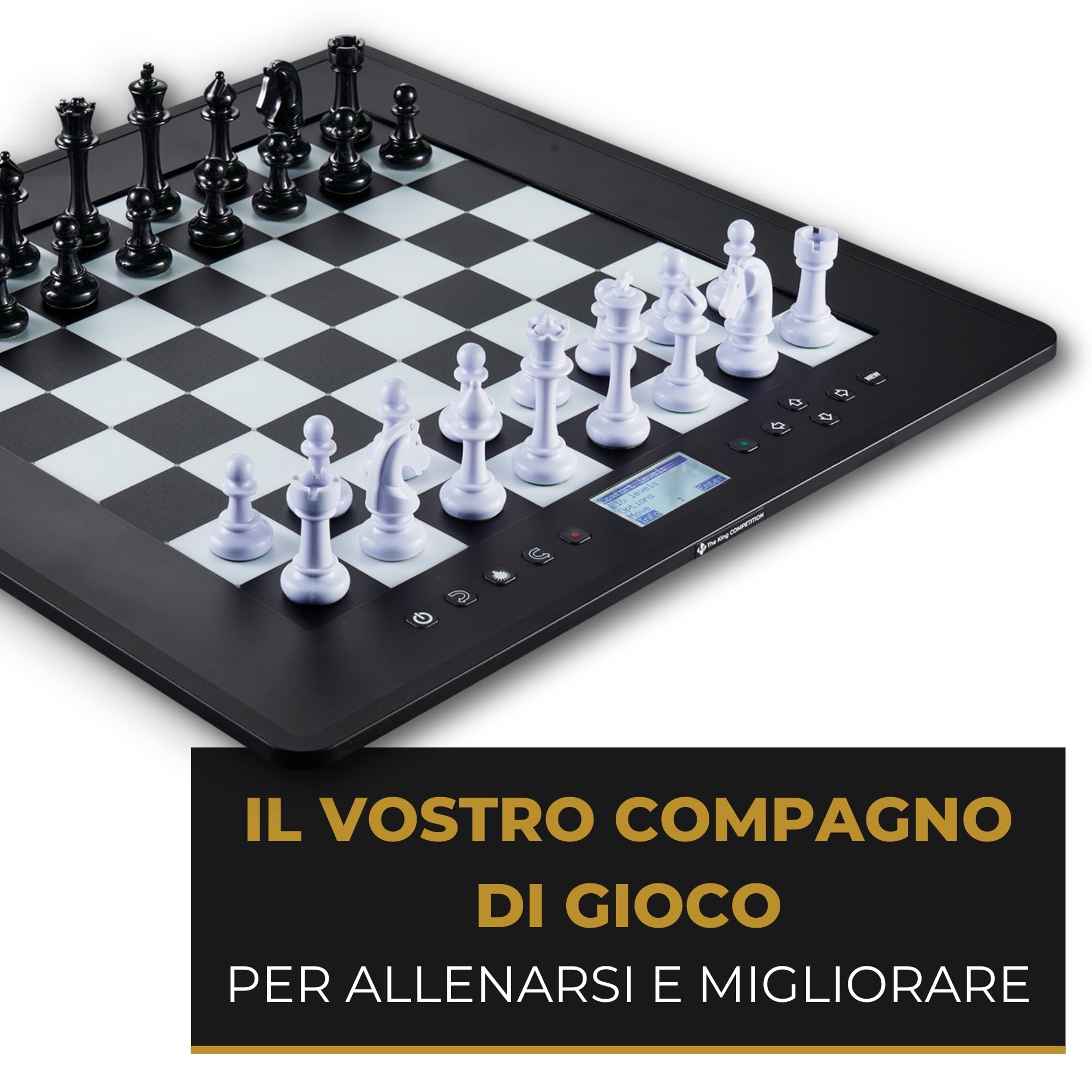 MILLENNIUM The King Competition M831 - scacchiera elettronica con livelli di gioco adattativi. Con livelli adattativi, Chess960 e 81 LED per visualizzare le mosse. Gioco online via modulo ChessLink.