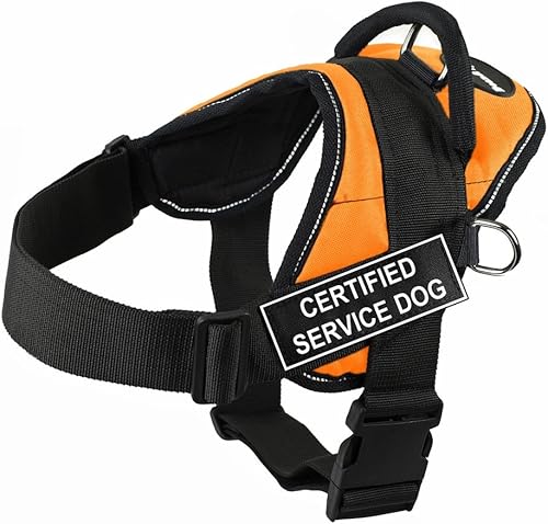Dean & Tyler Fun Certified Service Dog Arnés grande naranja con ribete reflectante