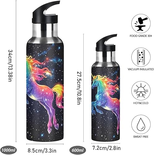 Miniatura 2 de Kcldeci Botella de agua deportiva con diseño de dragón de fuego rojo y azul, tapa de popote de 20 onzas, a prueba de fugas, aislamiento al vacío,