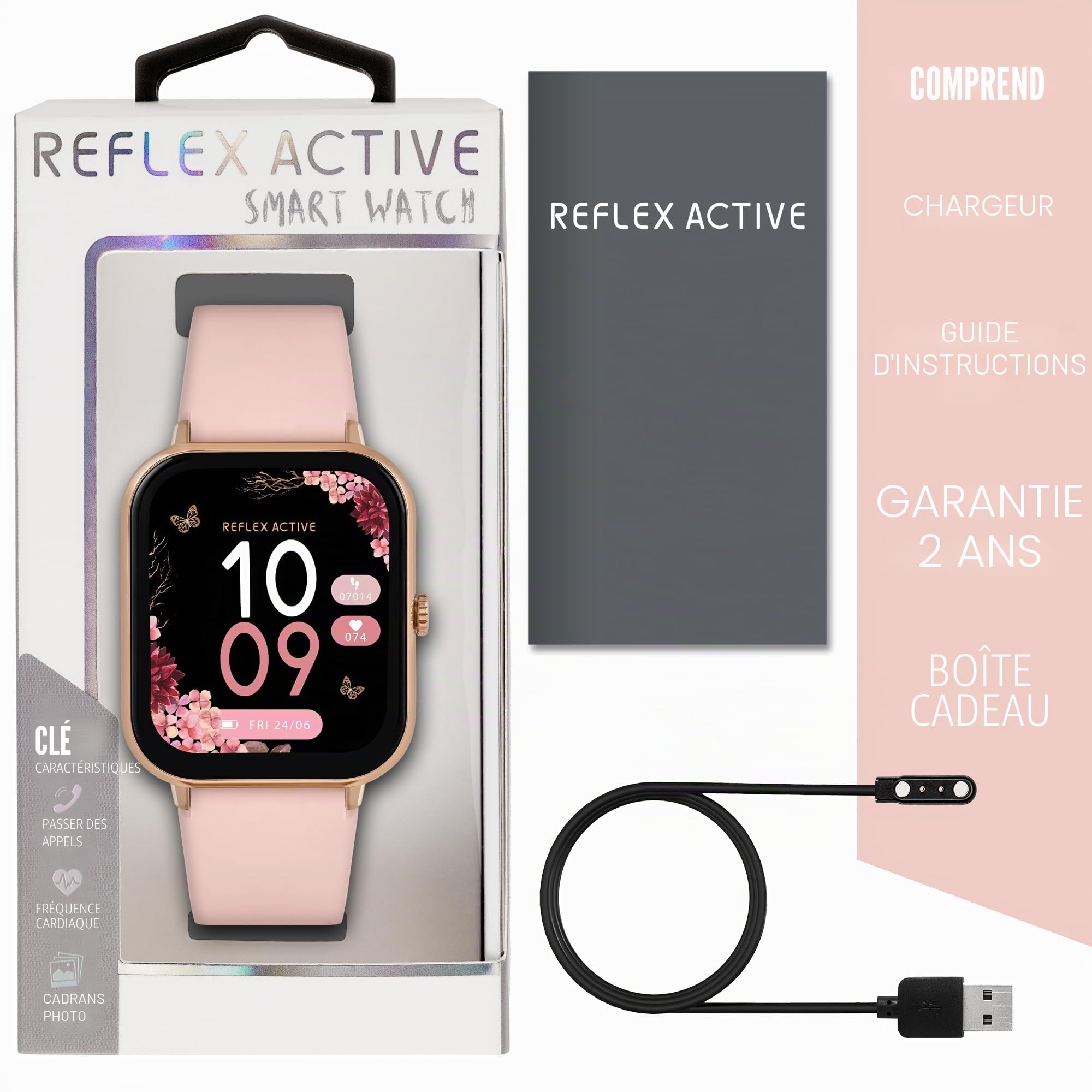 Reflex Active Montre Intelligente Fitness Série 23 Plaqué Or Rose Bracelet Rose