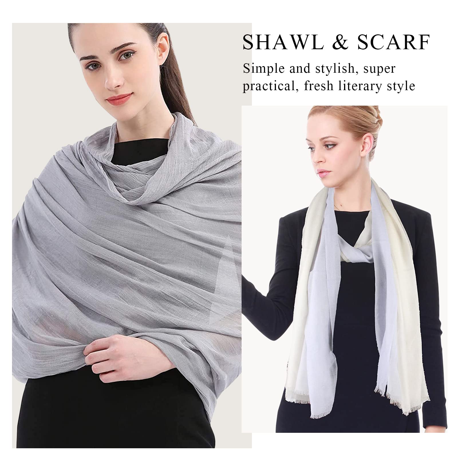 LumiSyne Femme Foulard En Soie Mélangée Dégradé De Couleurs Coton Lin Écharpe De Soie Mode Élégant Léger Doux Wraps Étole Châle De Plage Toute La Saison