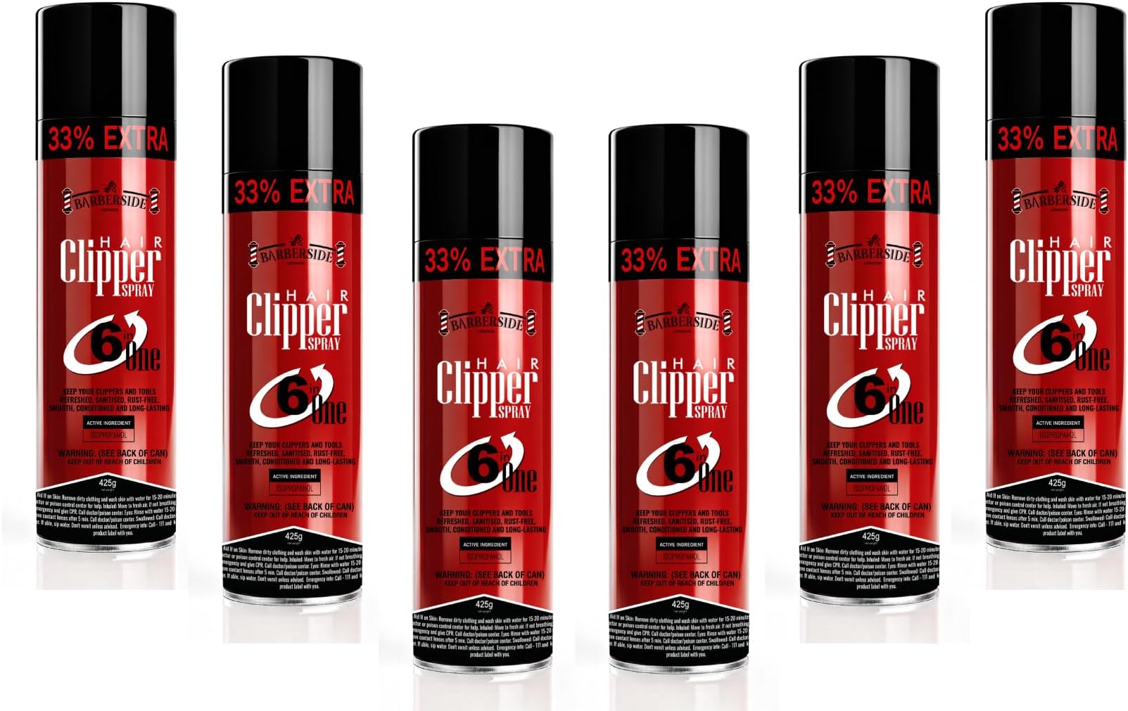 ican Barber Side London Clipper Spray For Hair Clippers, Disinfectant/Lubricates/Anti-rust Formula 454g x 6