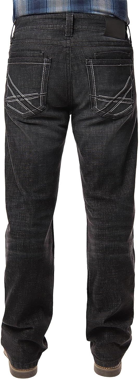 Axel Men's Boot Cut Denim Jean, Cowboy Jeans, Mens Relaxed Fit Boot Cut Jeans - Black 34W X 30L
