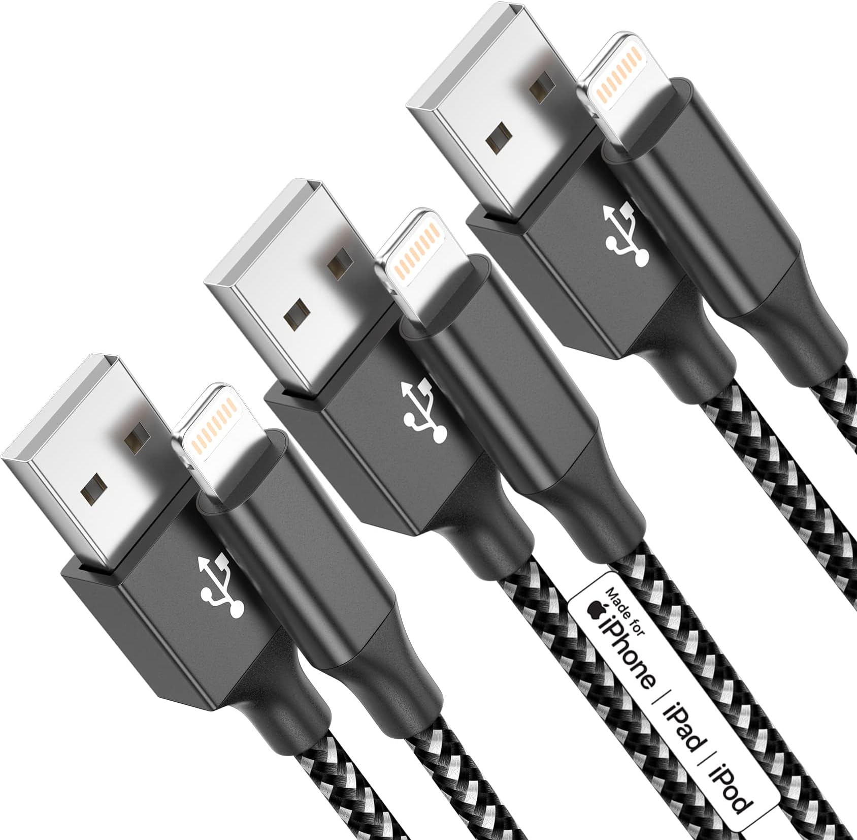 iPhone Charger Apple MFi Certified 3pack 10FT Long Lightning Cable Fast Charging High Speed Data Sync USB Cable Compatible iPhone 14/13/12/11 Pro Max/XS MAX/XR/XS/X/8/7 Plus and More