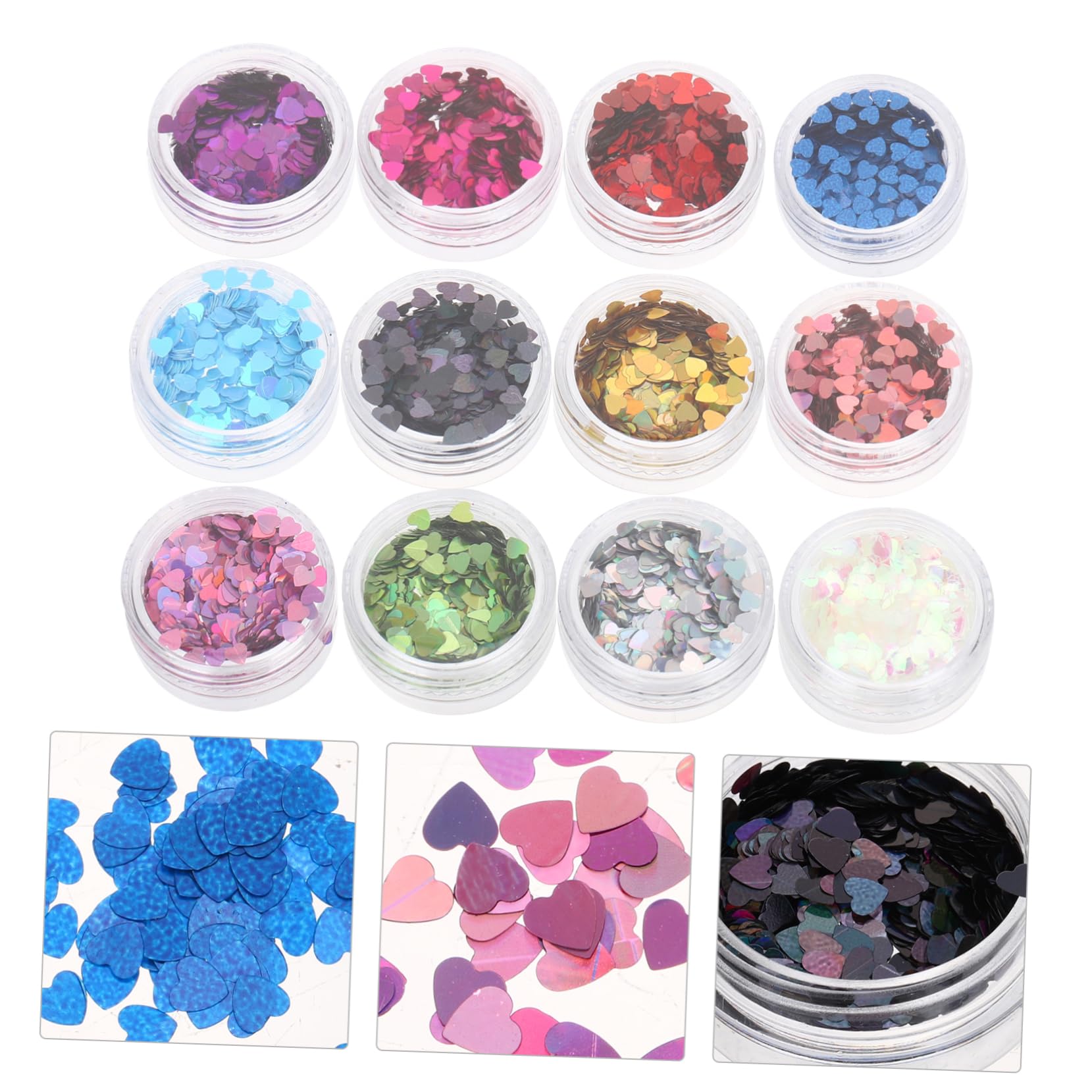 minkissy 60 cajas vacías de spray nasal con purpurina de corazón para uñas, calcomanías de arte de uñas, purpurina para acrílicas, maquillaje con, confeti de estrellas, lentejuelas, The