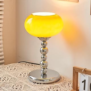 Vintage Bauhaus Table Lamp 7.1 INCH LED Light Glass Metal(Orange+Silver)