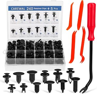 carewal 240PCS Universal Bumper Clips & Plastic Rivets Kit - 12 Popular Sizes + 5 Removers for Car Trim, Fender, Bumper Repair