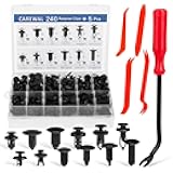 240 Pcs Bumper Clips Car Clips Plastic Rivets of 12 Most Popular Sizes and 5 Fastener Removers Fasteners Push Retainer Kit Auto Push Pin Rivets Set