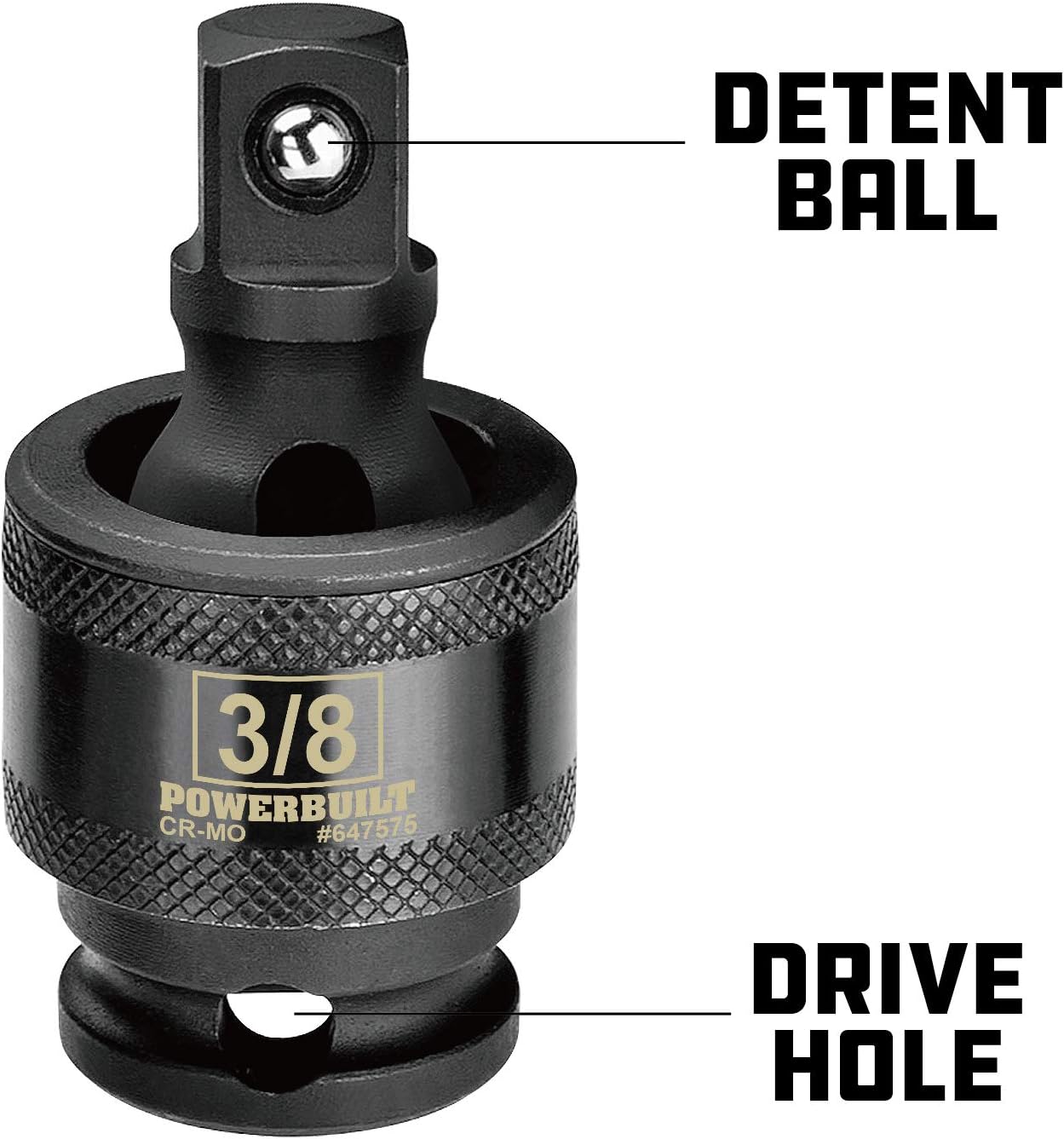 Powerbuilt 3/8-Inch Drive Impact Universal Joint Socket, Swivel Socket Adapter, Impact Grade Chrome-Moly made - 647575