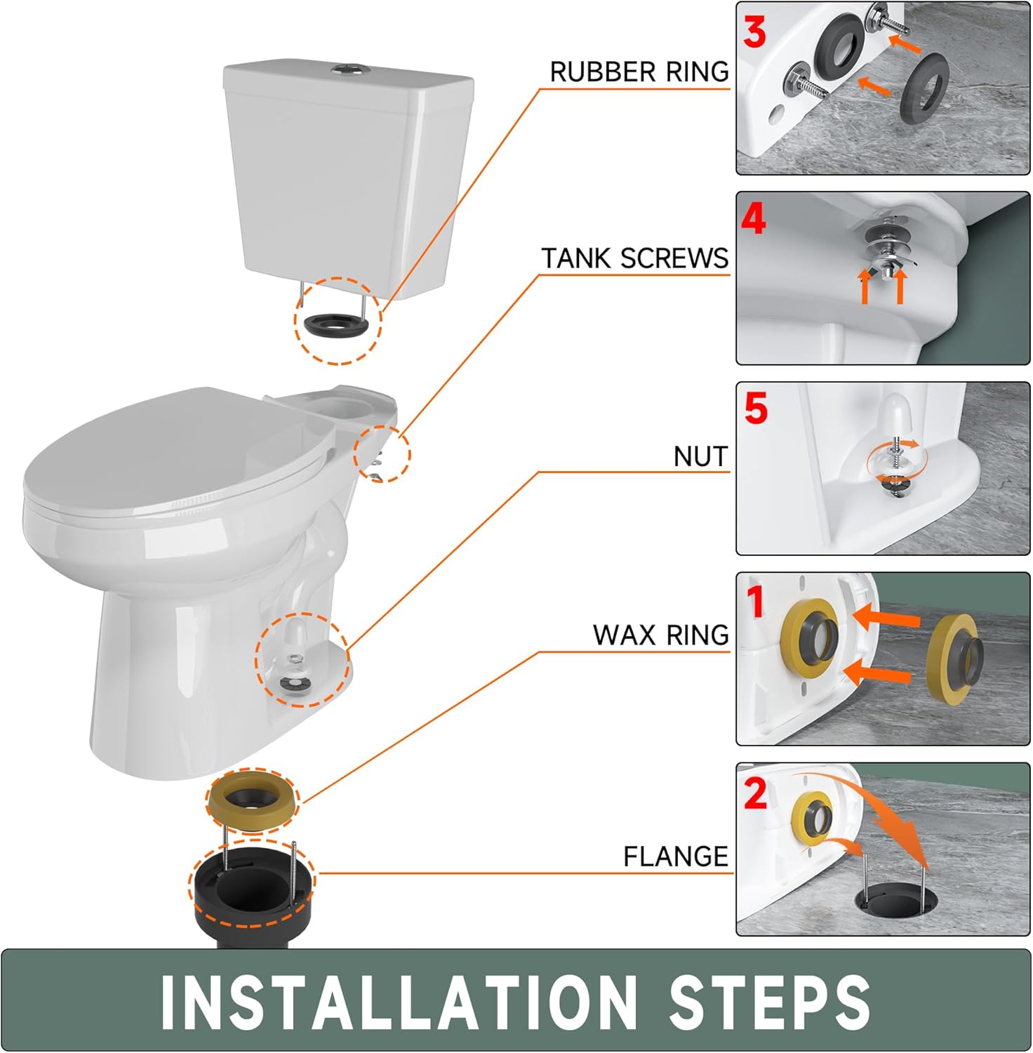 17 Inch Elongated Tall Toilet ADA Height Seat 17.5", Powerful Tornado Flush, Two Piece Dual Flush 1.0/1.28 GPF, 12" Rough-in for Bathroom, Comfort Bowl Heigh 16.75", White
