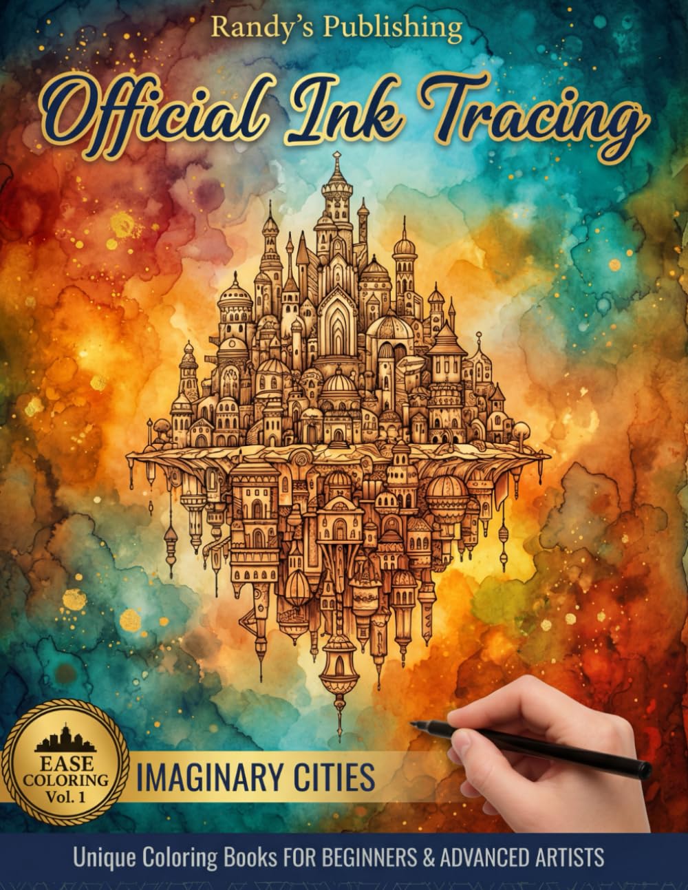 Ink Tracing Coloring Book: Fantasy Cityscapes – Premium Print Edition A Monochrome Reverse Coloring Book for Adults to Relax, Relieve Stress, and Enjoy 20-Minute Creative Breaks