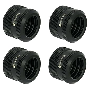 Barrow G1/4" to 16mm Hard Tubing Compression Fitting, Black, 4-pack