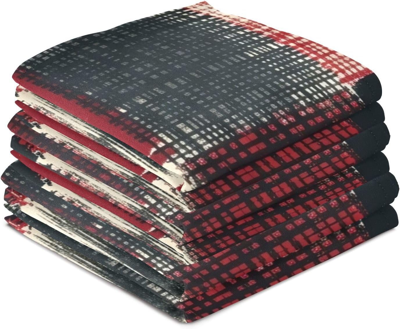 ODAWA Plaid Heart Kitchen Towles Soft Reusable Cleaning Bar and Tea Towels Dish Cloth for Household Cleaning, Set of 6