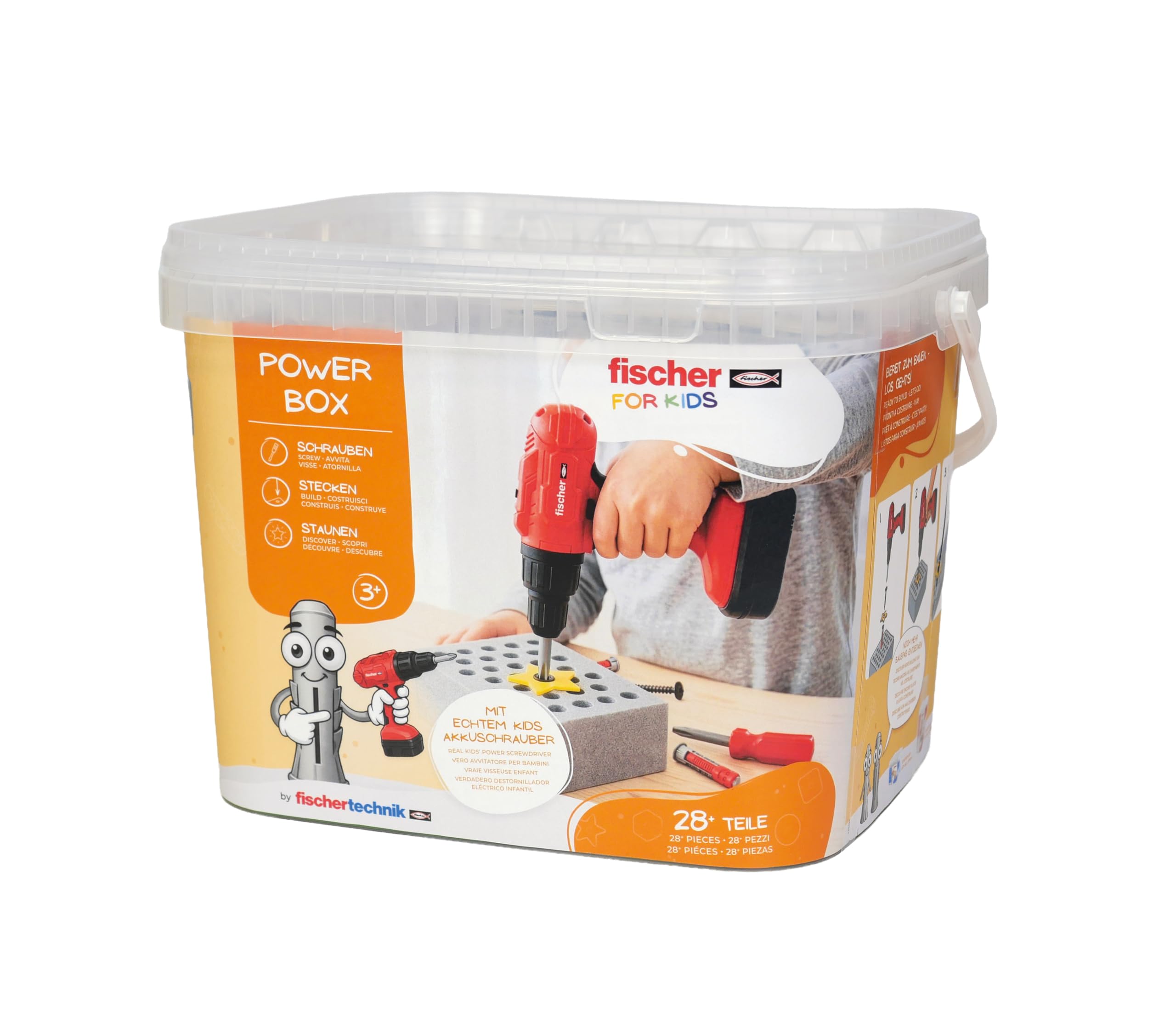 fischertechnik Fischer for Kids Power-Box 579436 kit de Bricolage dès 3 Ans | Jouet d’outils pour enfants 579436, complément idéal pour établi d’atelier, avec chevilles et perceuse-visseuse sans fil