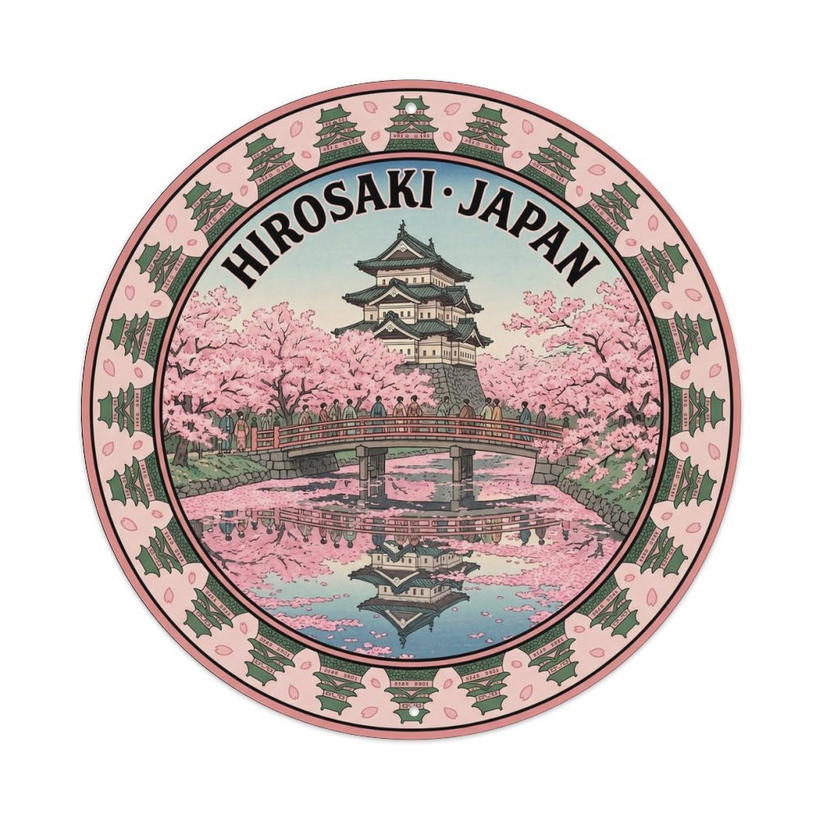 Hirosaki Castle Cherry Blossom Moat Temple Travel Metal Tin Sign