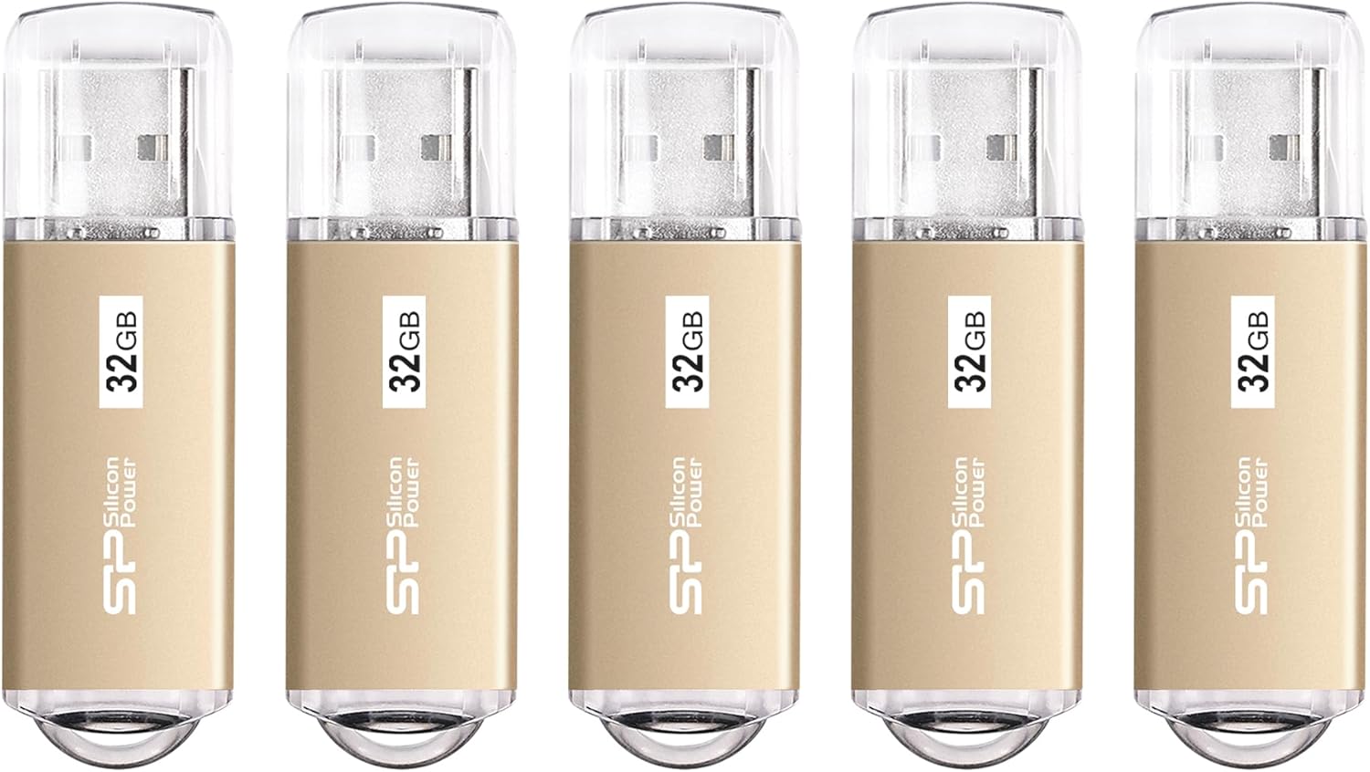 Silicon Power 5 Pack 32GB USB 3.0/3.1 Gen1 USB Flash Drive Blaze B02 (Champagne Gold)