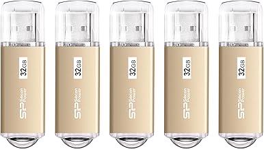 Silicon Power 5 Pack 32GB USB 3.0/3.1 Gen1 USB Flash Drive Blaze B02 (Champagne Gold)