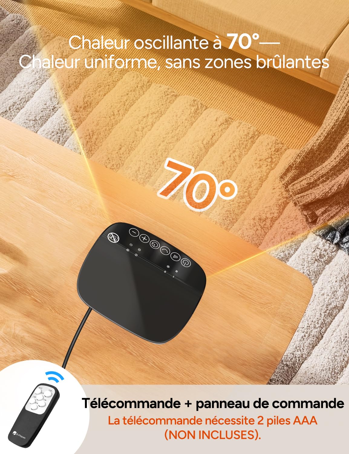 DR.PREPARE Chauffage d'appoint, 1800W PTC Chauffage Soufflant Économique avec Thermostat, Mode Éco, 3 Modes Chauffants, Minuterie 12H, Protection de Sécurité, Silencieux Chauffage Portable Electrique