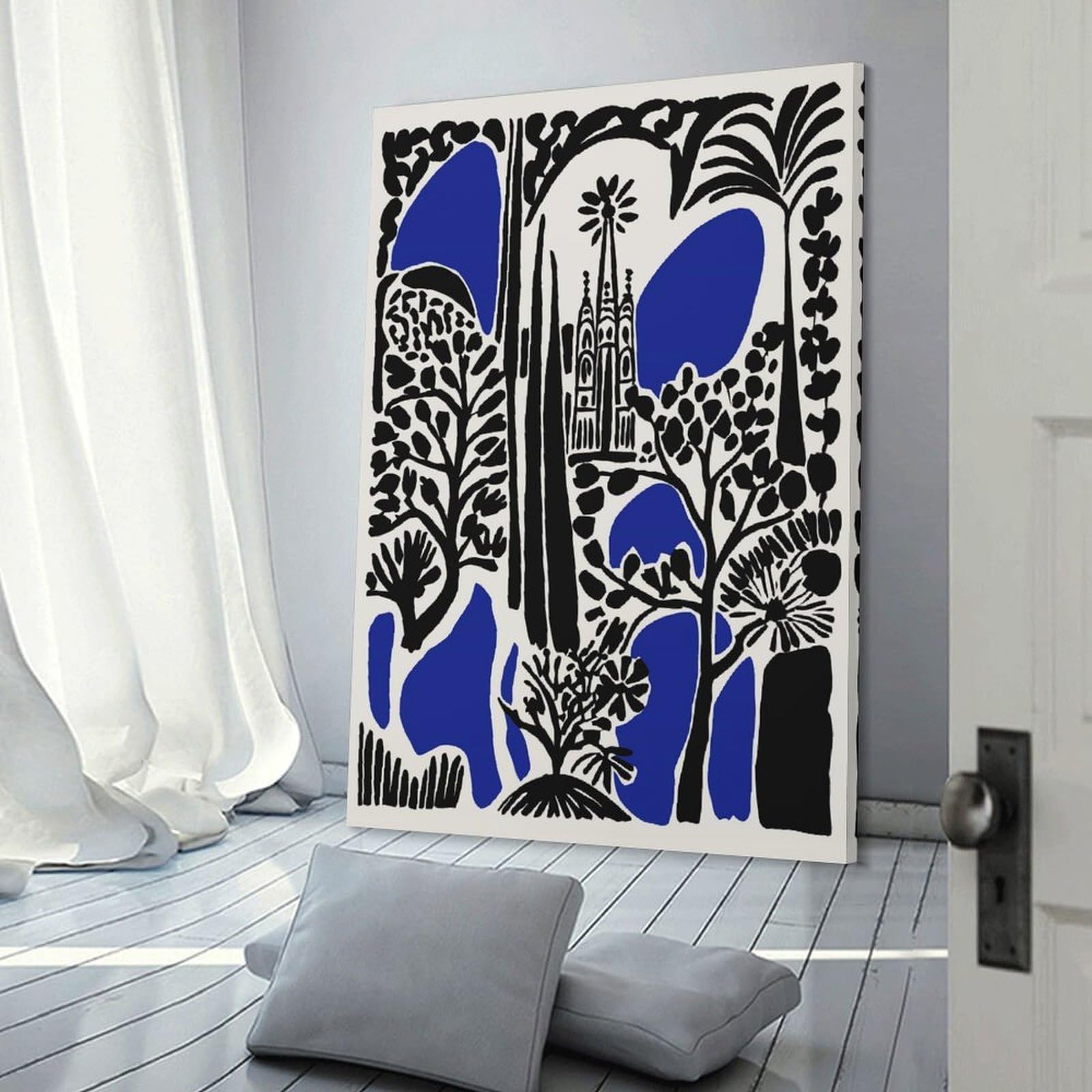 Junmoney Canvas Wall Decor Barcelona Architecture Abstract Art, 20x30inch(50x75cm), for Gallery Wall Layouts in Home Or Office, Home Wall Art for Statement Displays