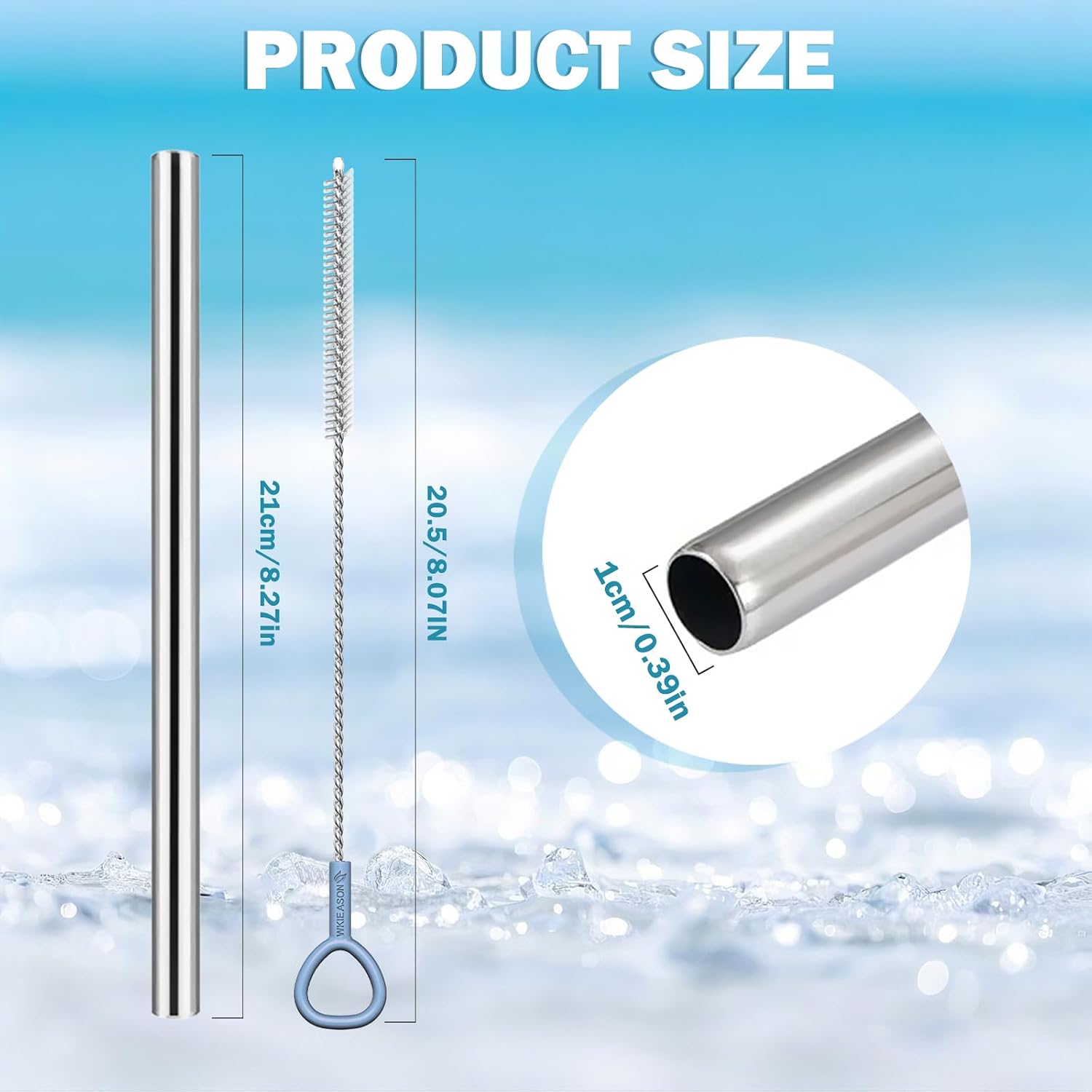 WK IEASON 3PCS Replacement Straws for Hydrojug Traveler 40 oz, Stainless Steel Straws As HydroJug Straw Replacement 40 oz Reusable Straws with 2PCS Straw Cleaner Brushes for HydroJug Accessories