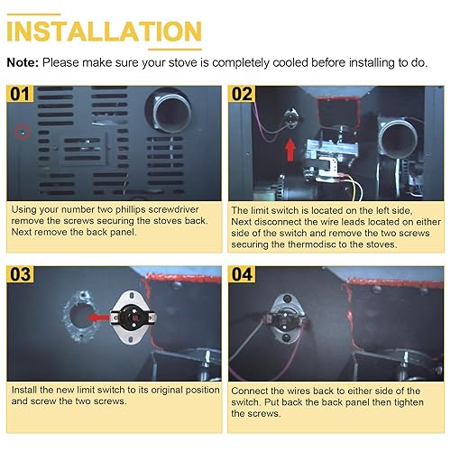 Miniatura 6 de Adviace Interruptor de límite de alta temperatura 80601 para estufas de pellets Vogelzang VG5790, VG5770, USSC 5660 y estufas de pellets Ashley,