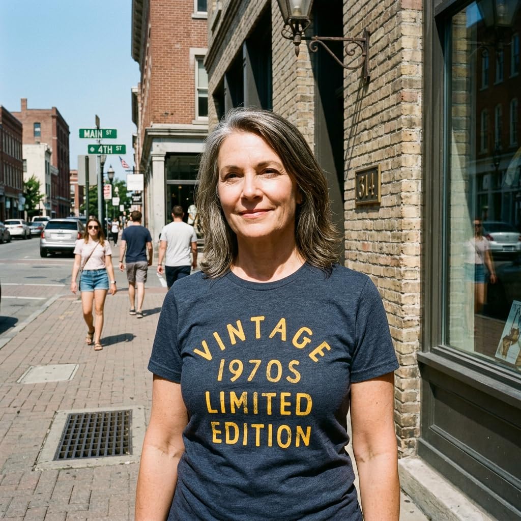 Womens Vintage 1970s Limited Edition T Shirt Funny Cool 1970 Theme Classic Tee for Ladies