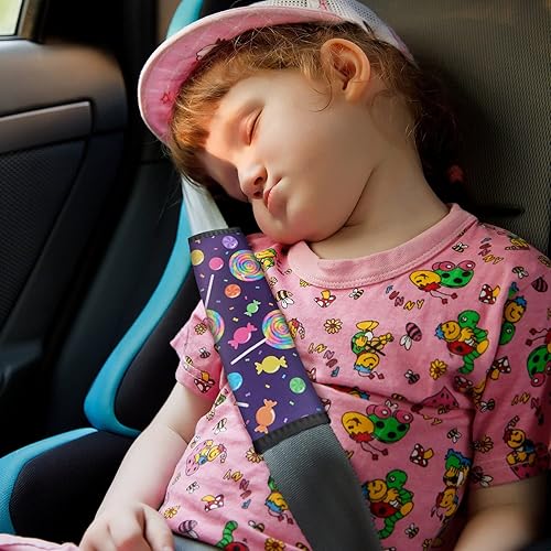 Miniatura 5 de Paquete de 2 fundas para cinturón de seguridad para niños, con bonito patrón de dibujos animados para niñas y niños, cojín para cinturón de