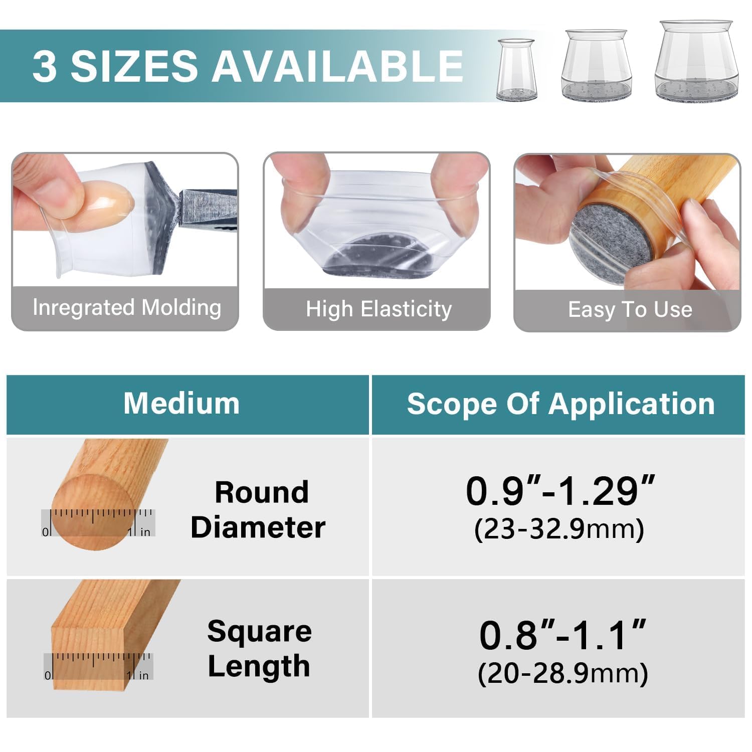 Vysane Chair Leg Floor Protectors Chair Leg Protectors for Hardwood Floors Silicone Pads Covers to Protect Floors (4, Small (0.9"-1.29")) 1