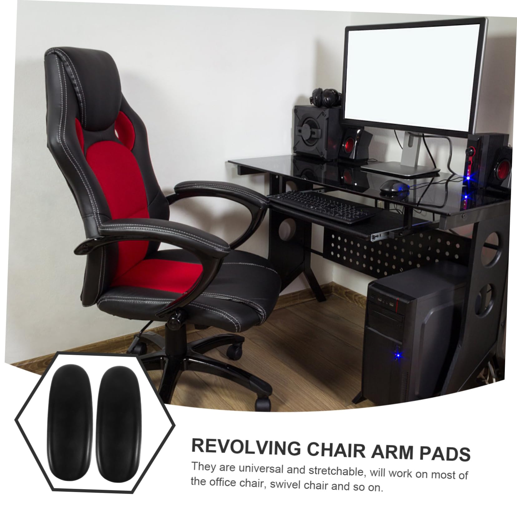 1 Paar Pu Armlehnen für Bürostühle und Gaming Stühle Schwarz