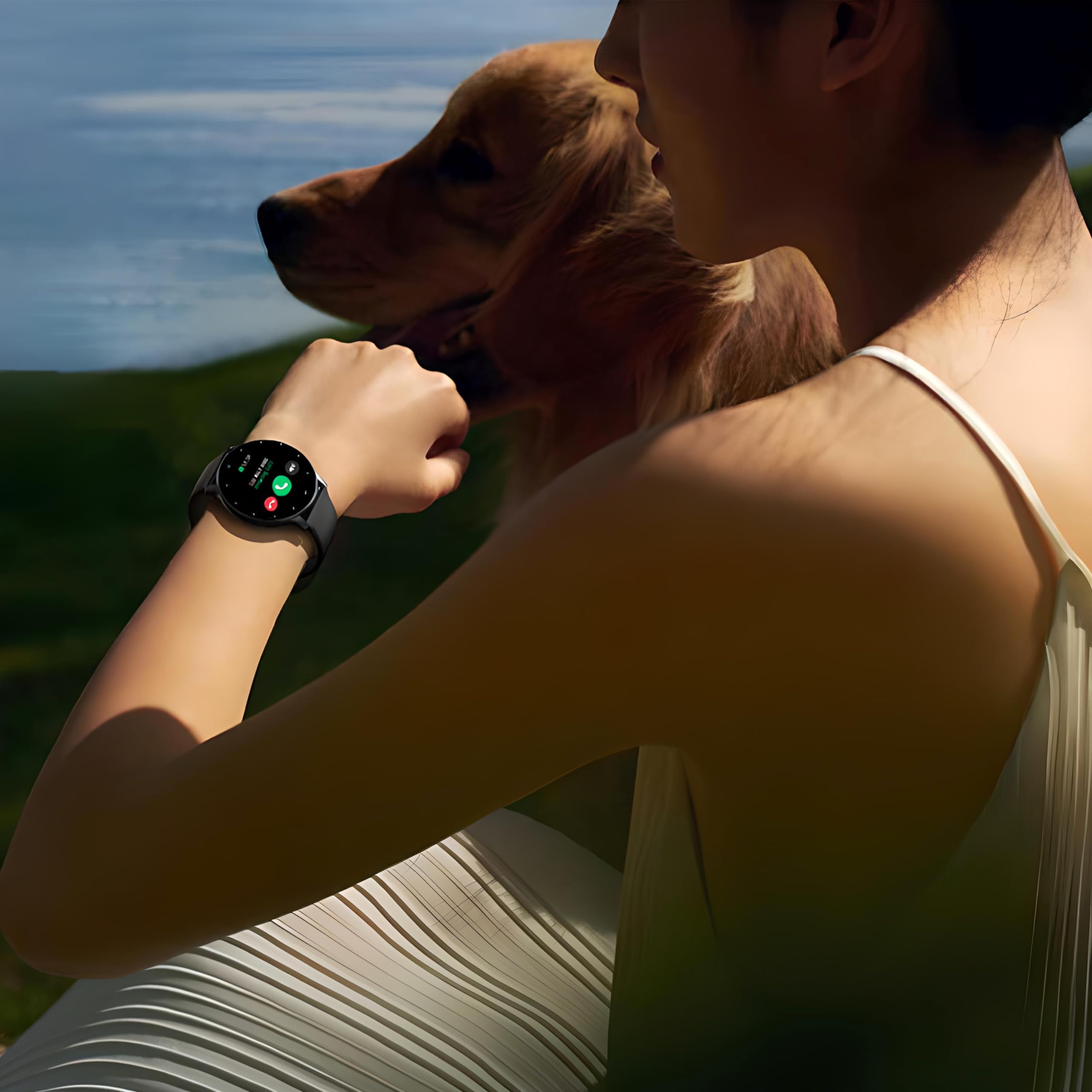 Retoo Smartwatch, inteligentny zegarek 45mm, zegarek na rękę z ekranem dotykowym, pasek sportowy, bransoletka fitness, zegarek czarny 5 tarcz, prezent dla mężczyzn i kobiet, czarny, stal srebrna