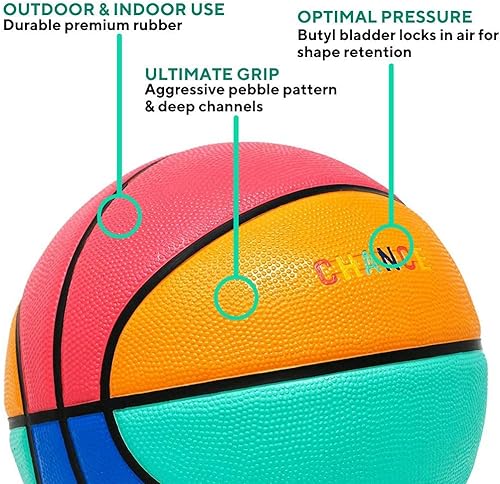 Miniatura 5 de Chance Balón de baloncesto de goma prémium para exteriores e interiores 6 mujeres oficiales - 285 pulgadas jugoso - multicolor