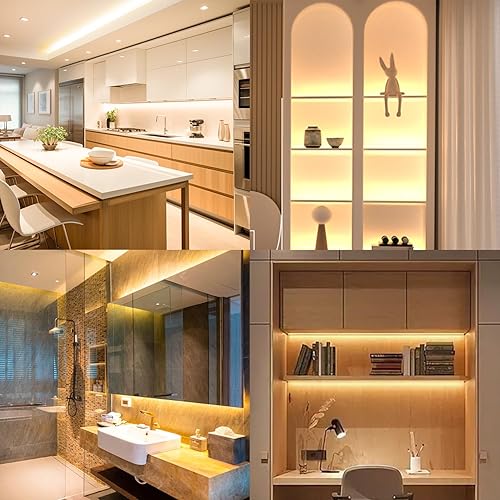 Miniatura 7 de Tira de luz LED COB de 16.4 pies, tiras de luz LED brillantes con control remoto y aplicación, iluminación COB blanca cálida de 3000 K regulable,