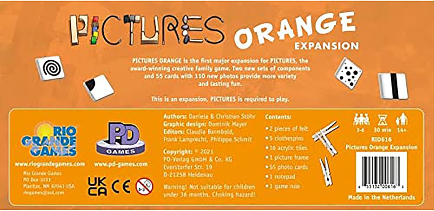 Rio Grande Games Pictures Orange Expansion Board Game for Family, Creative Party Games with 55 New Cards, Play for Ages 14 Plus, 3-6 Players