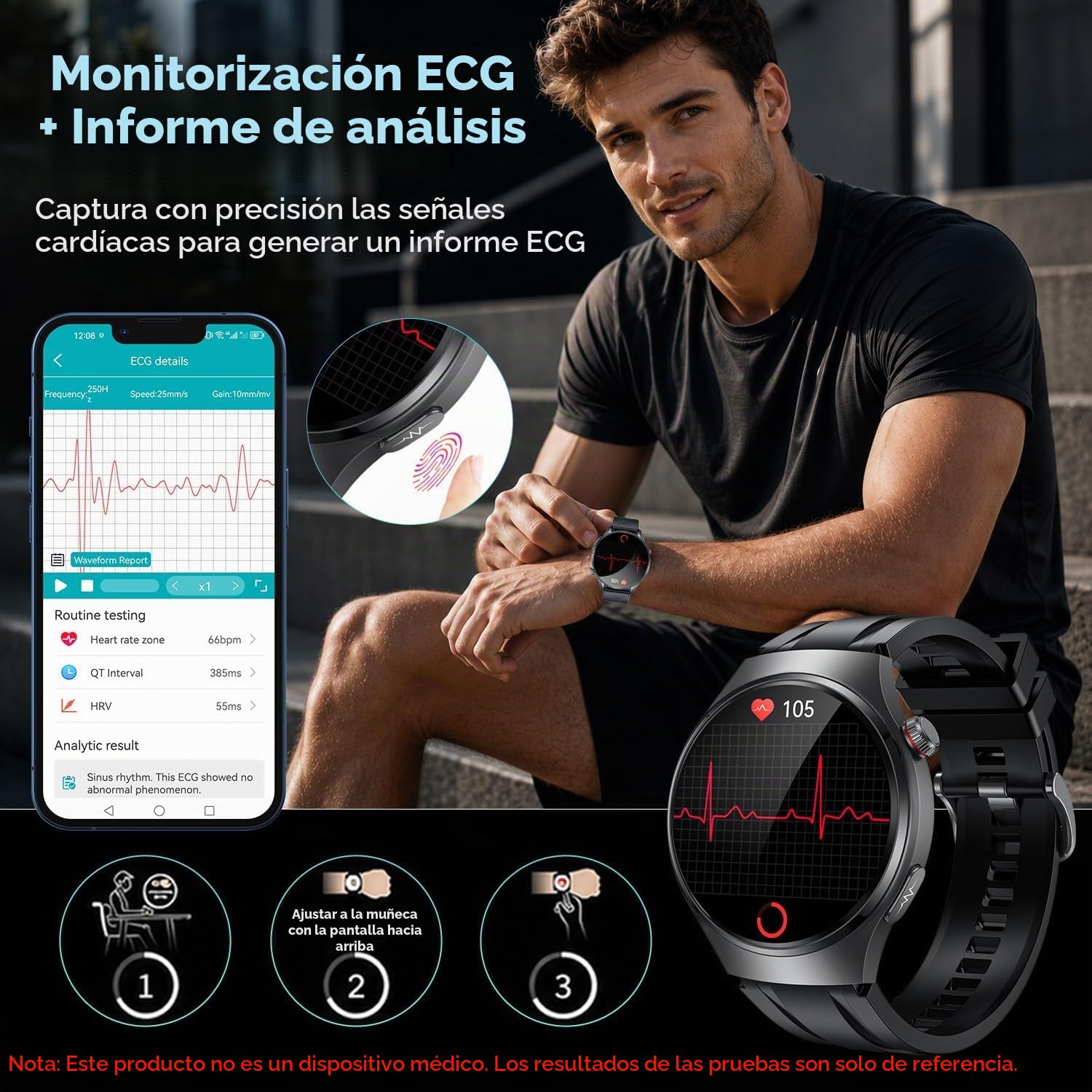 Reloj Inteligente Hombre Smartwatch con ECG+HRV:1.43'' AMOLED Smart Watch con Bluetooth Llamadas 24H Pulsómetro Temperatura Reloj Corporal Arterial Sueño con Presión Reloj Deportivo para IOS Android