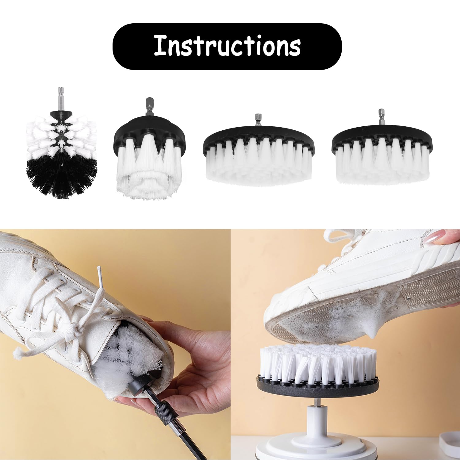 4 Spazzole Per Trapano Per Pulizia - Testine Rotanti Multifunzione Per Casa - Foto 4