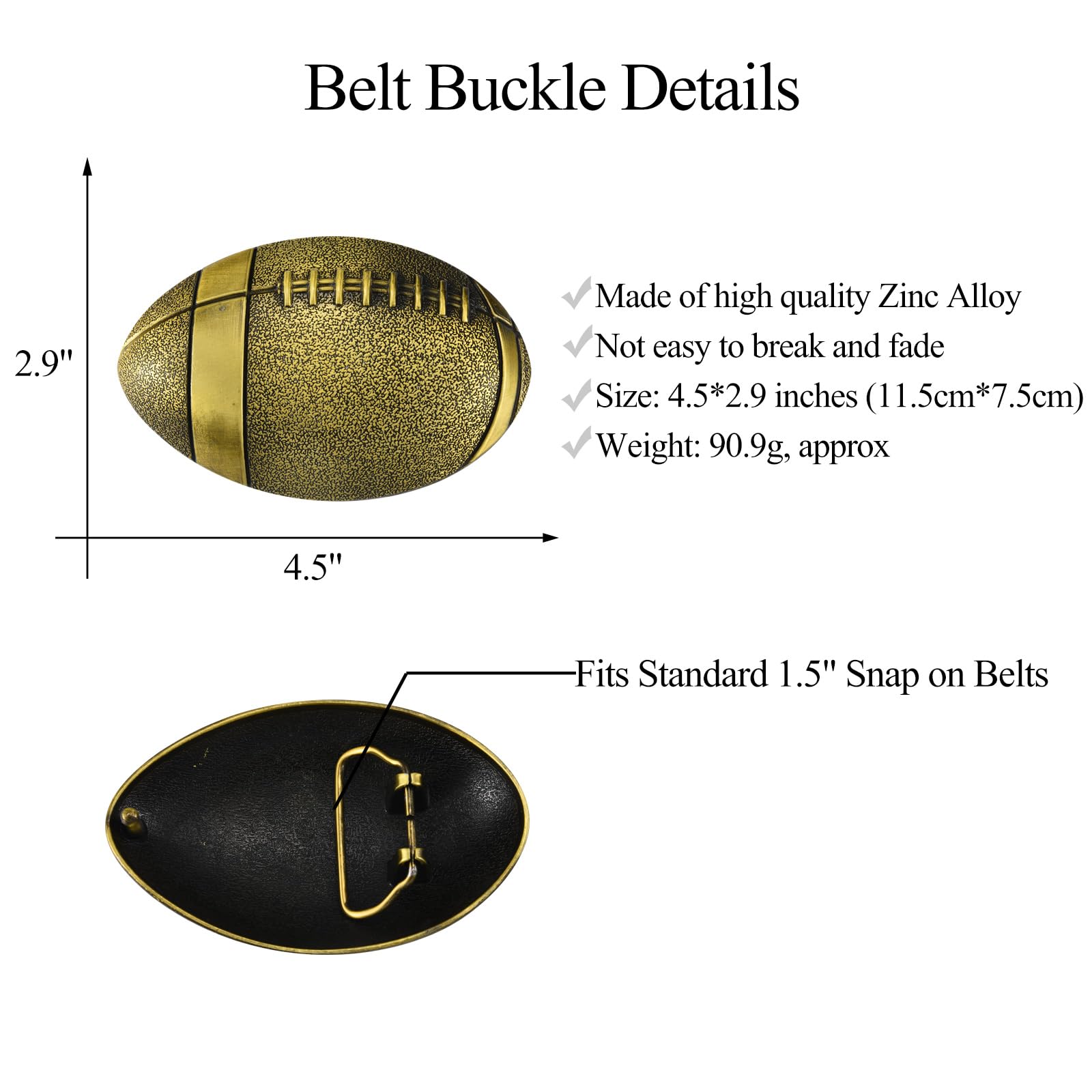 BBOTEN Football Belt Buckle for Men Women Native American Western Belt Buckle Unique Cowboy Rodeo Belt Buckle Mens (Gold)