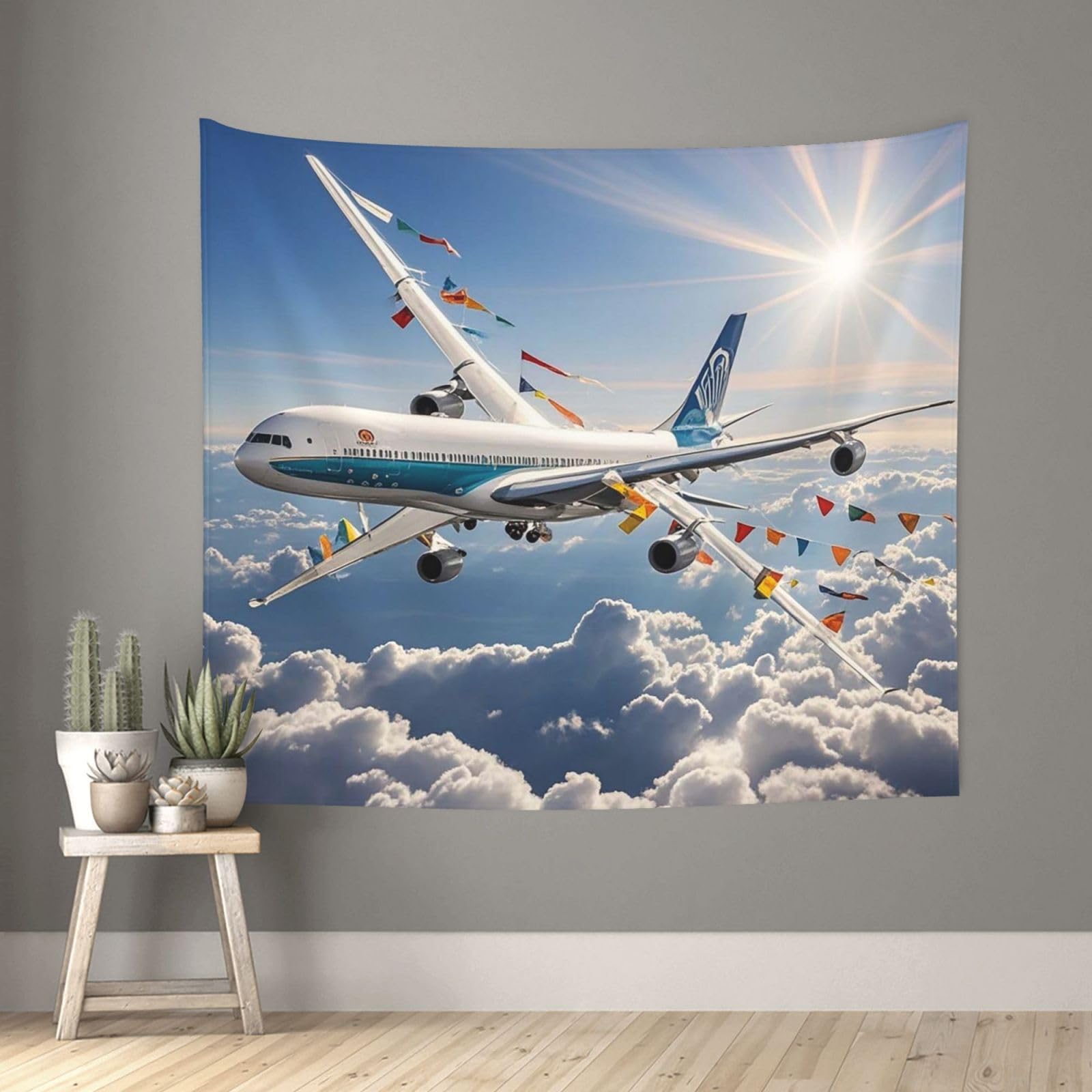 XOPEKVLAWM Tapestry Wall Hanging for Bedroom Aesthetic Wall Mural Tapestries 152x130 cm Art Backdrop Airplane Tapestries Landscape Poster Tapestry for Living Room Dorm Office Home Decor