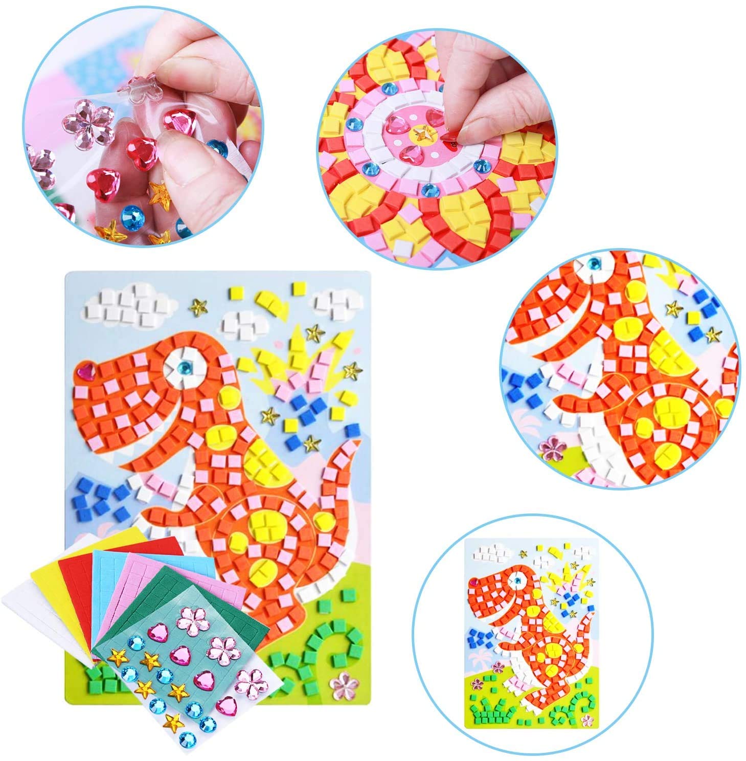 LitVibes Mosaic Sticker Creative Art DIY Set Foam Handmade Sticky Art Crafts Kits Multi Color for Kids/Teenagers- Set of 2 (Random Designs) 4
