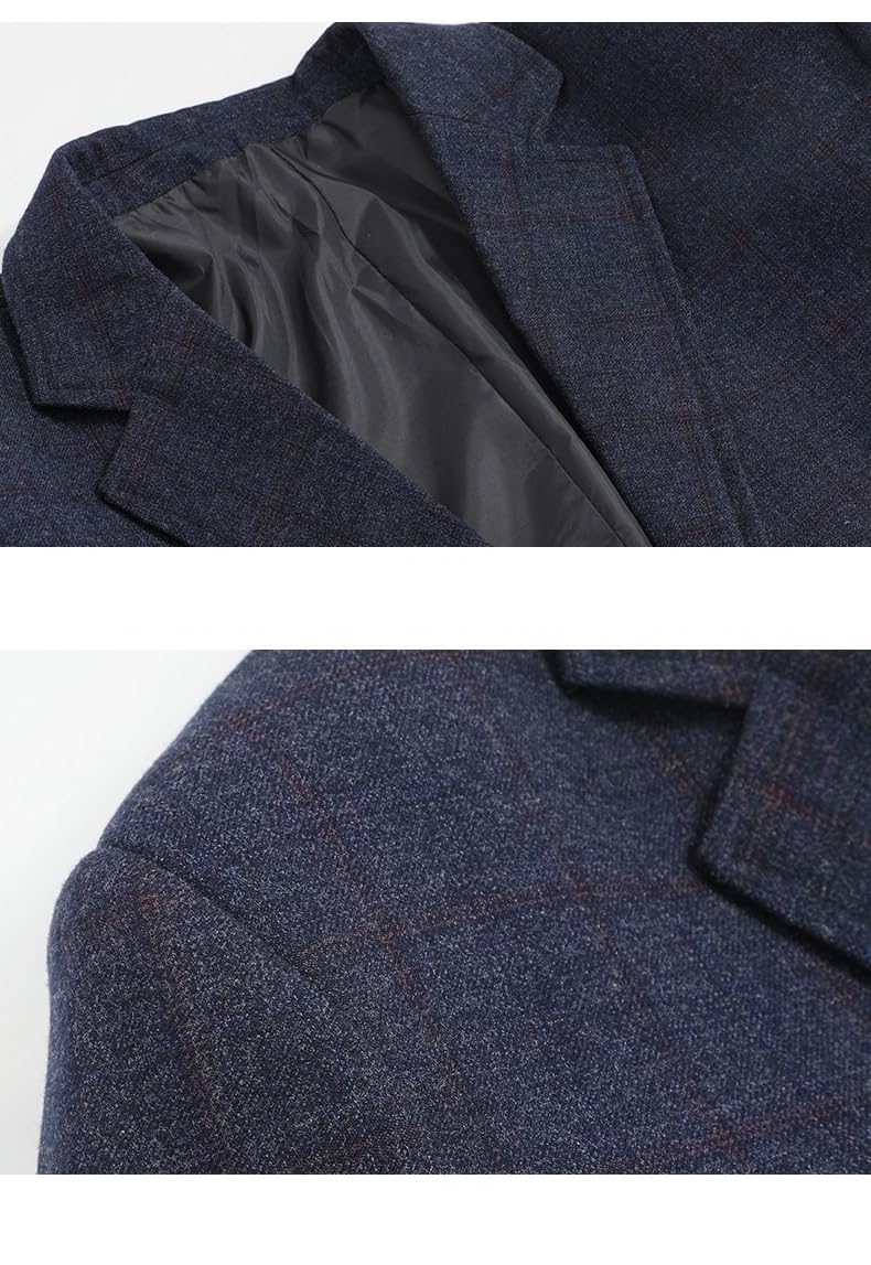Chaqueta De Tweed para Hombre Estilo Casual De Negocios Blazer De Tweed A Cuadros Chaqueta De Traje De Mezcla De Lana Abrigo Deportivo Casual Elegante Blazer De Solapa con Muesca De 2 Botones Abrigo