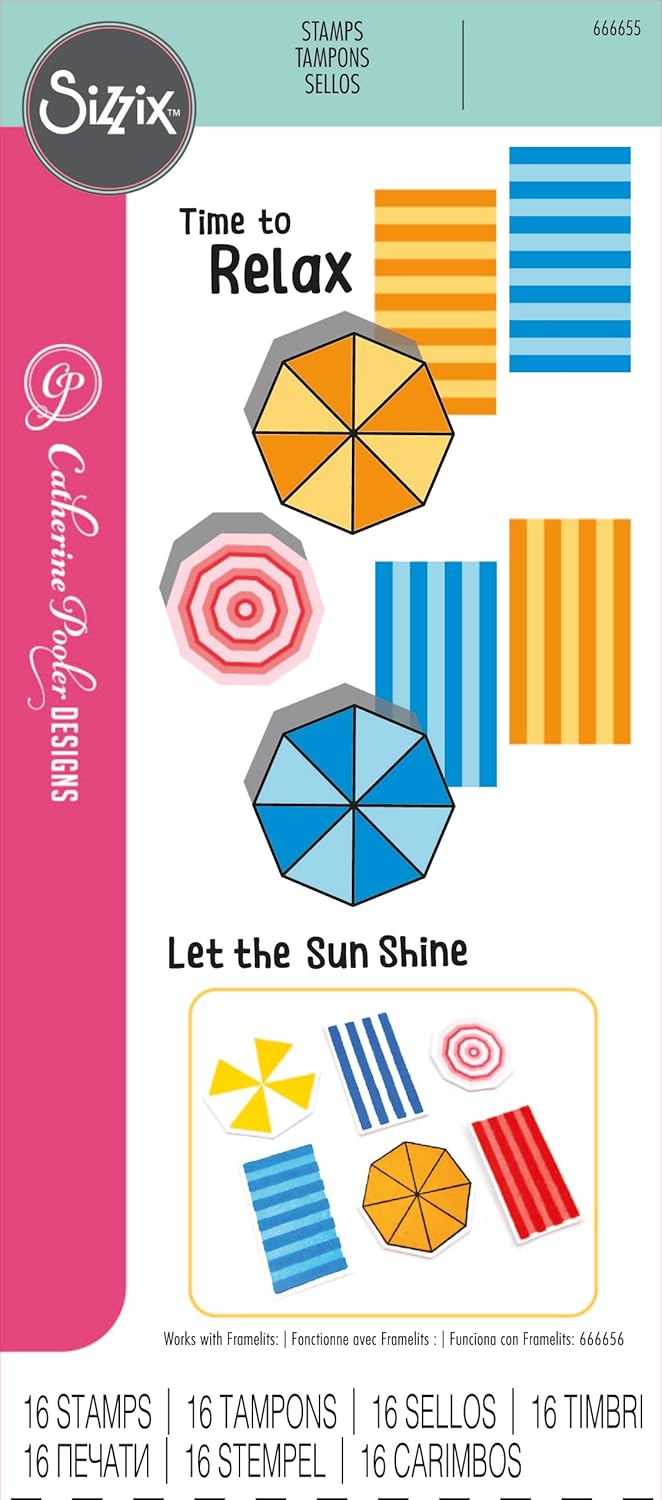 Sizzix Clear Stamps Set – Beach Blankets & Brellas by Catherine Pooler