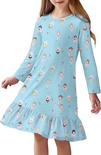 Arshiner Ropa de dormir para niña de manga larga lindo camisón camisón pijama vestido