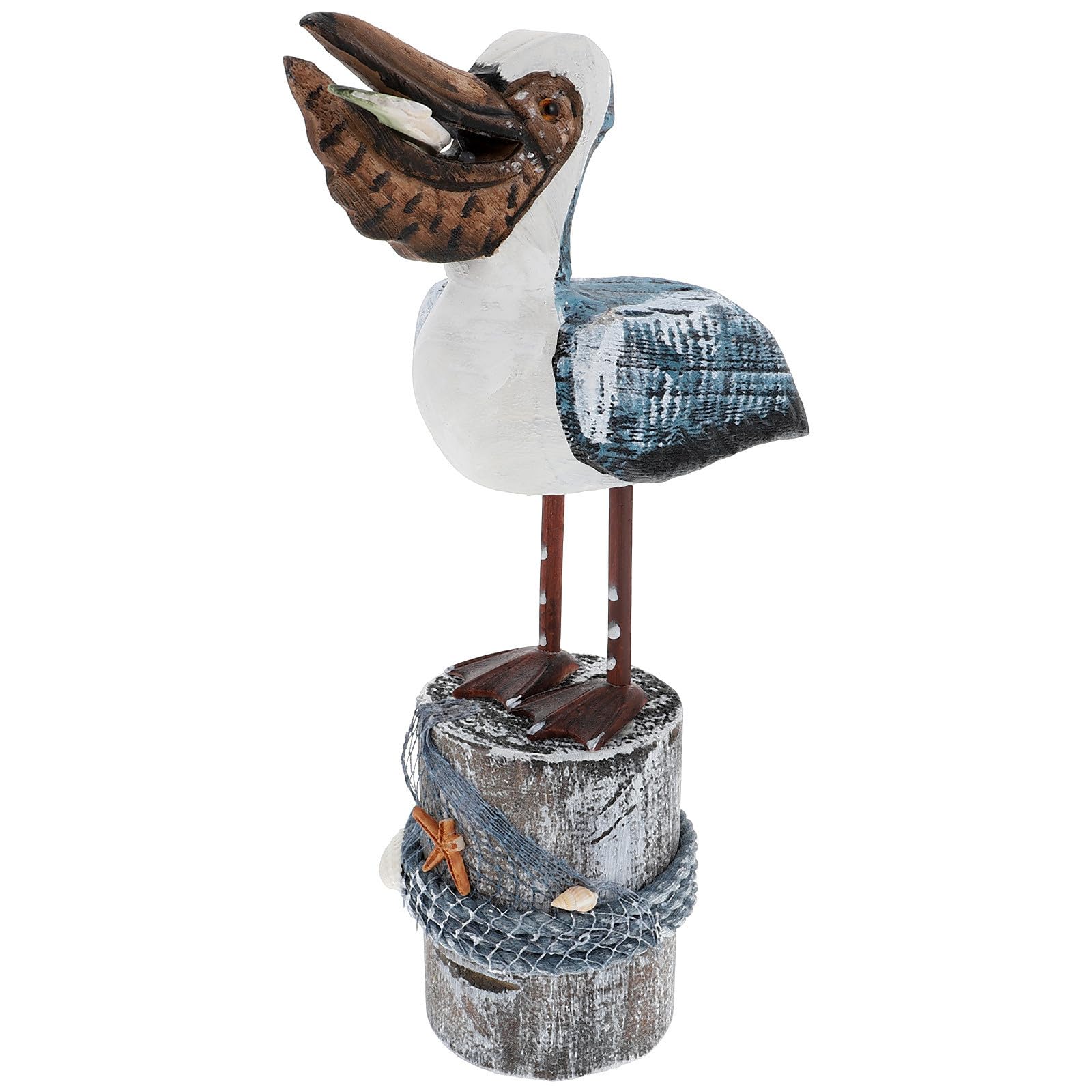 Figura Decorativa in Legno a Forma di Volatile Stile Costiero per Decorazioni Casa Elegante e Chic per Soggiorno e Festività