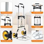 380 LB Capacity pliant chariot à main pliable en aluminium avec roues, chariot portable avec poignée télescopique pour le déplacement Gorpuire