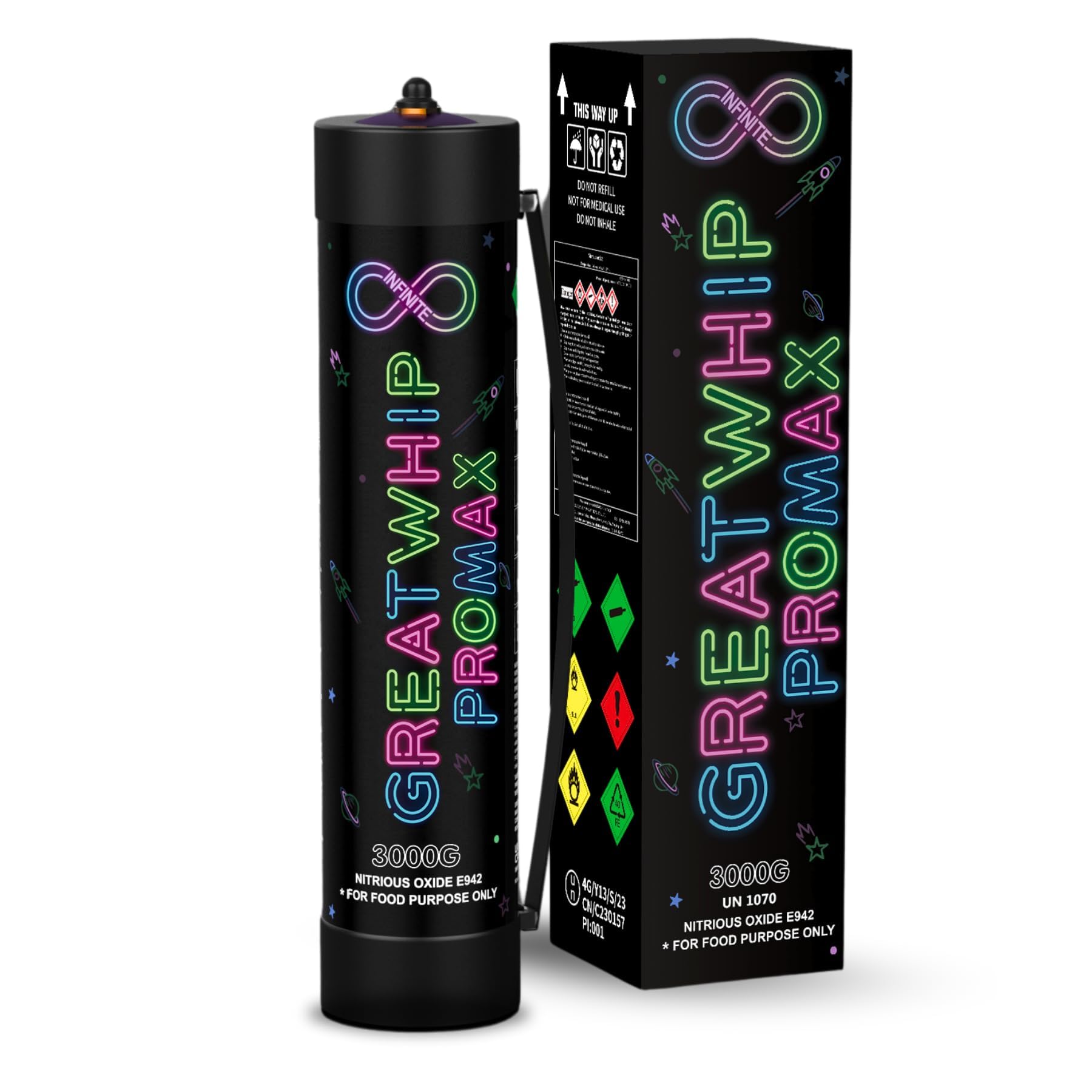 GreatWhip Whipped Cream Chargers, 4.4L Tanks, 3000g N2O Whip Cream Charger Cylinder, Nitrous Oxide Cartridges, 1 Cylinder