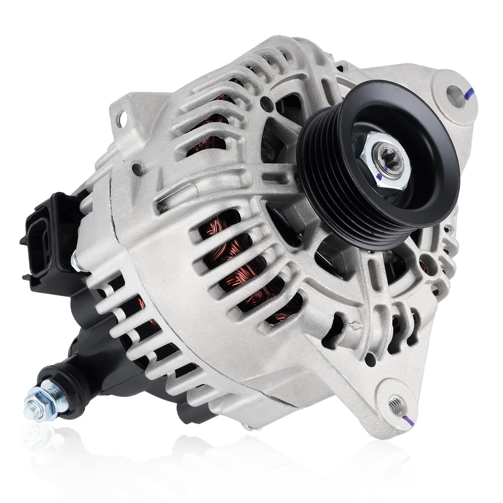 11188 Car Alternator 120 Amp, 6-Groove Pulley Fit for Hyundai Santa Fe, Sonata, Tiburon, Tucson, for Kia Magentis, Optima, Sportage V6 2.7L Automotive Replacement Alternators 2655524 3730037800