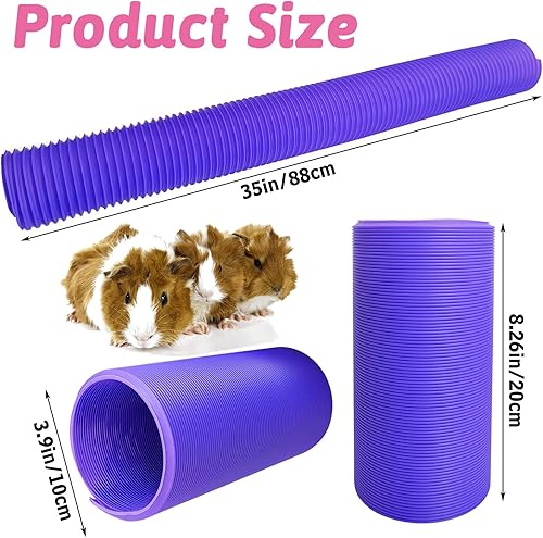 Miniatura 9 de Túnel plegable para mascotas, 2 túneles de plástico divertidos para hámsters, tubo de entrenamiento plegable para hámster enano, conejillo de