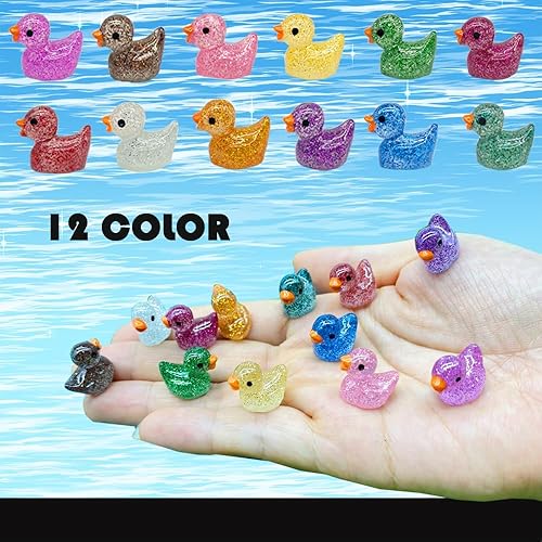 Miniatura 3 de 120 piezas de mini patos de resina con purpurina en miniatura, pequeños patos para bricolaje, jardín, acuario, casa de muñecas, adorno para el